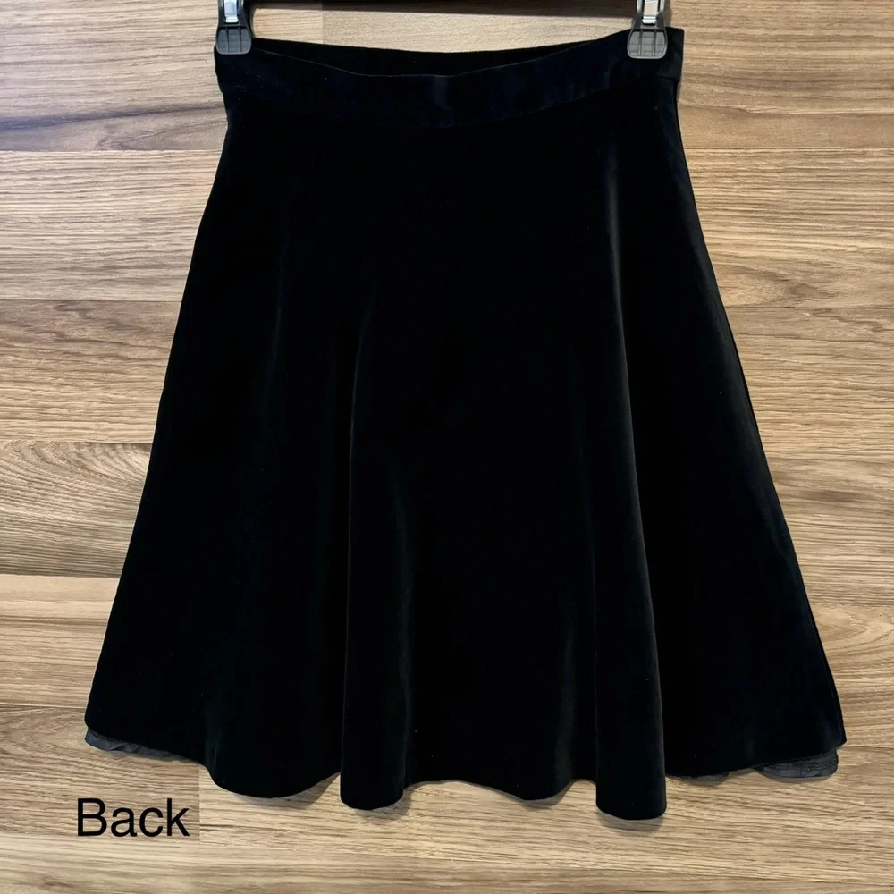 Laura Ashley Velvet Black Vintage Soft Luxe Lined Button Zip Up Midi Skirt 4 - Picture 2 of 11